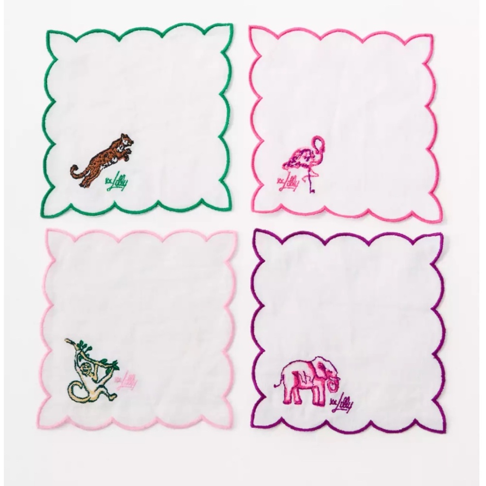 Lilly Pulitzer embroidered cocktail napkin set, NWT!